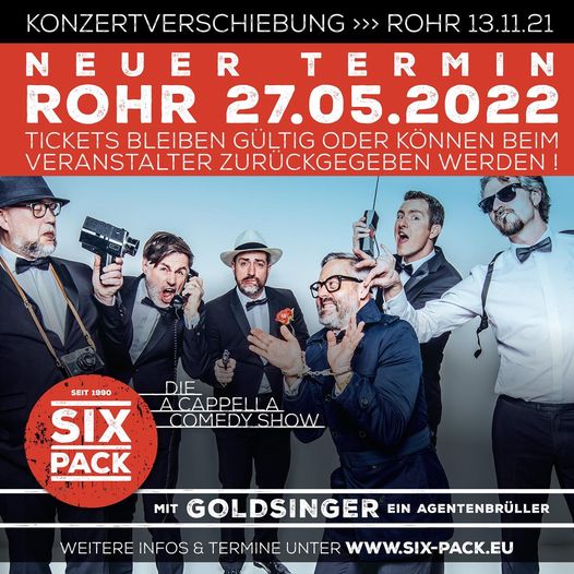 SIX PACK auf den 27.05.2022 verschoben – Theatergruppe Rohr SIX PACK auf den 27.05.2022 verschoben – Theatergruppe Rohr